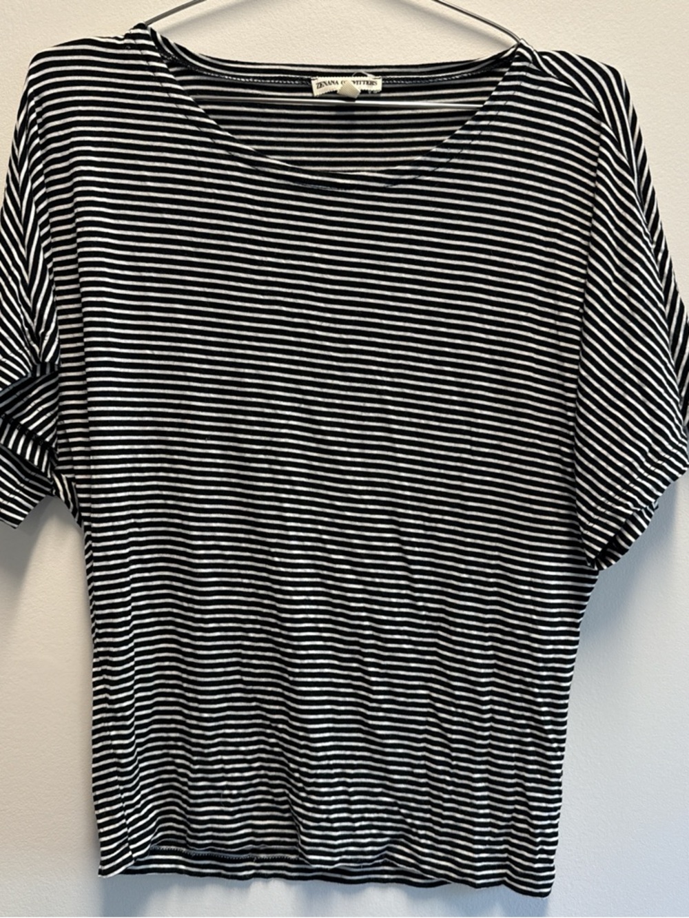 Zenana Outfitters Black and White Striped Dolman Sleeve Top